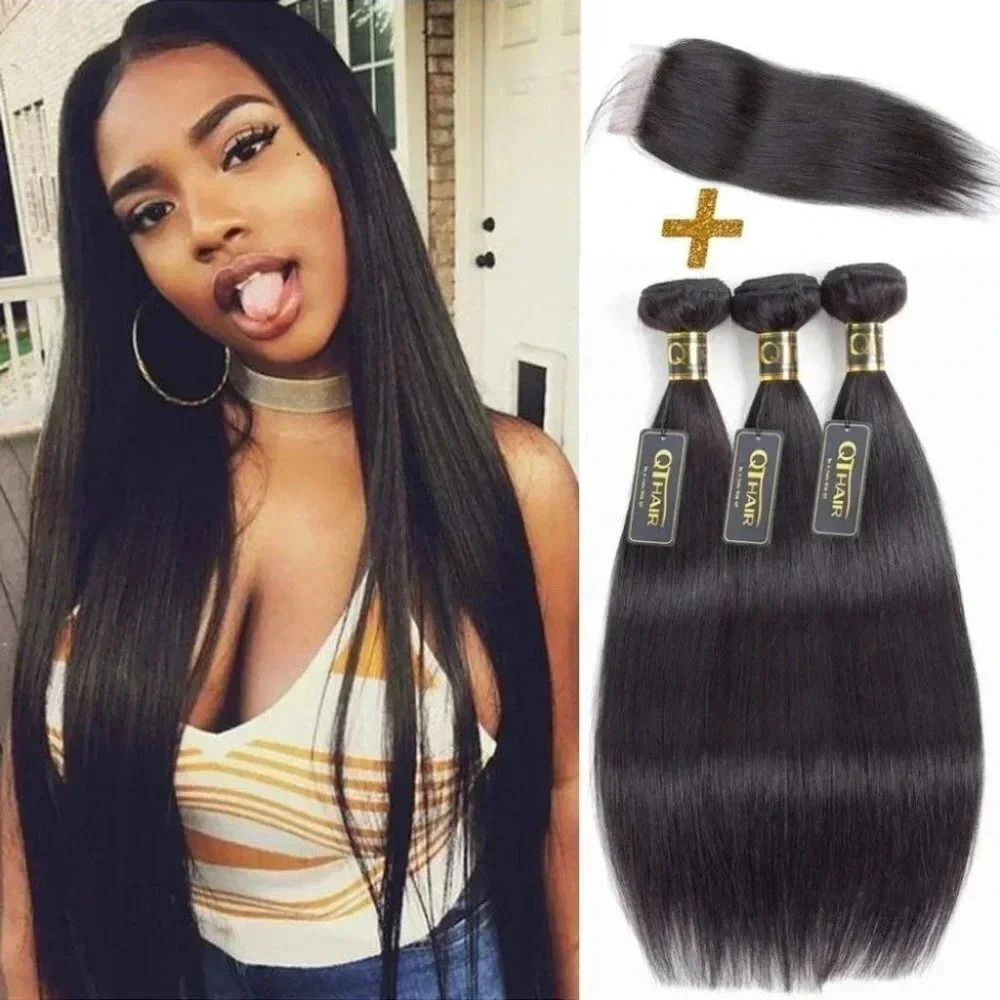 Luxurious 16-18-12 Inch 130% Density Indian Virgin Straight Hair Extensions Bund